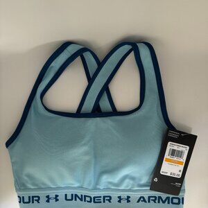 Under Armour Women’s Crossback Mid Impact Sports Bra in Light Blue